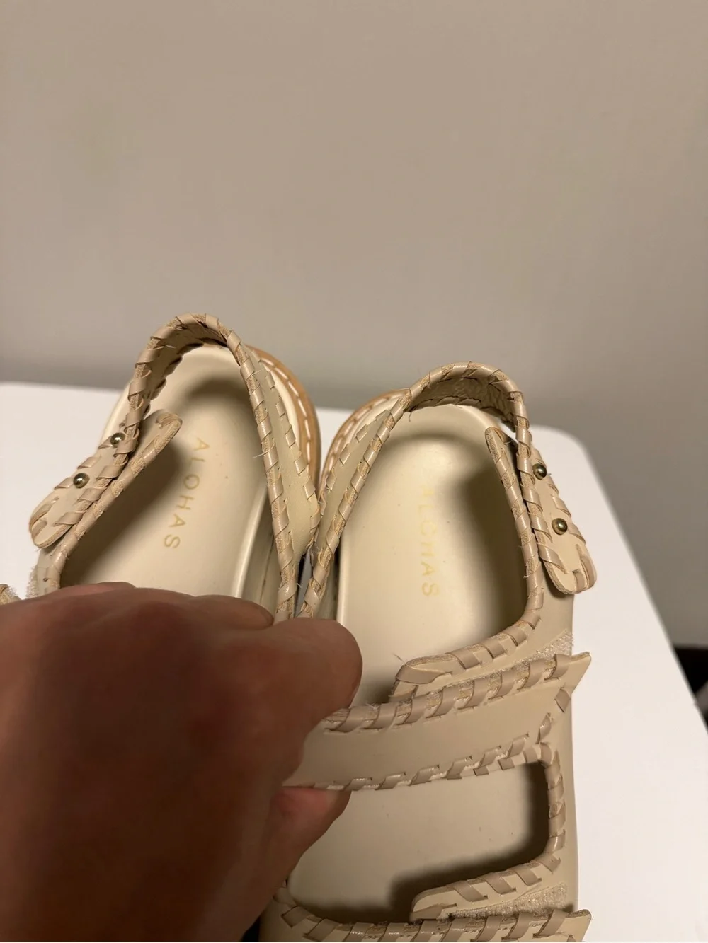 Alohas Barrel Chunky Two-Strap Sandals Stone Women’s EU 37 US 6.5 UK 4
